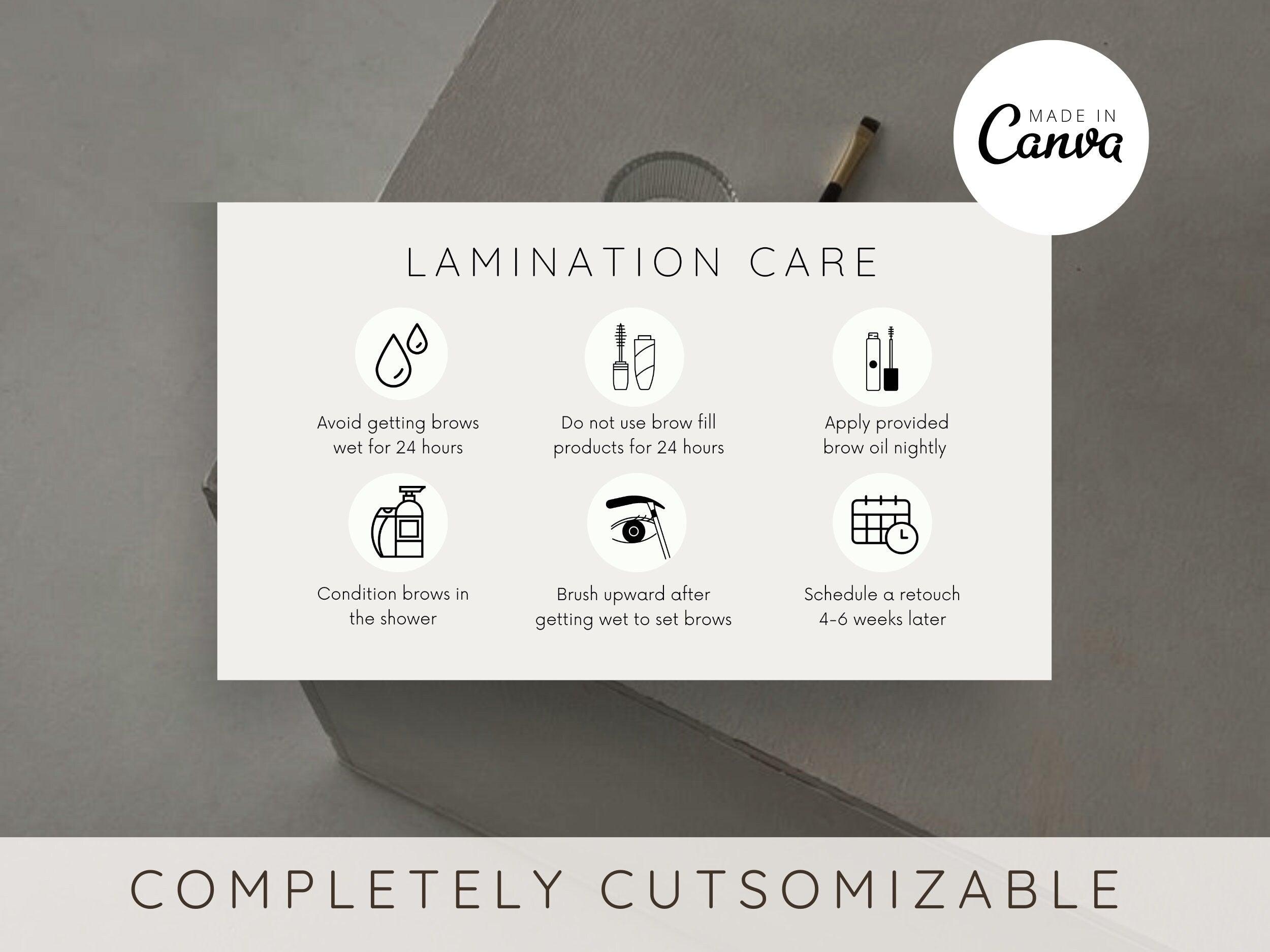 Brow Lamination Aftercare Card Canva Template - Un-Stripped