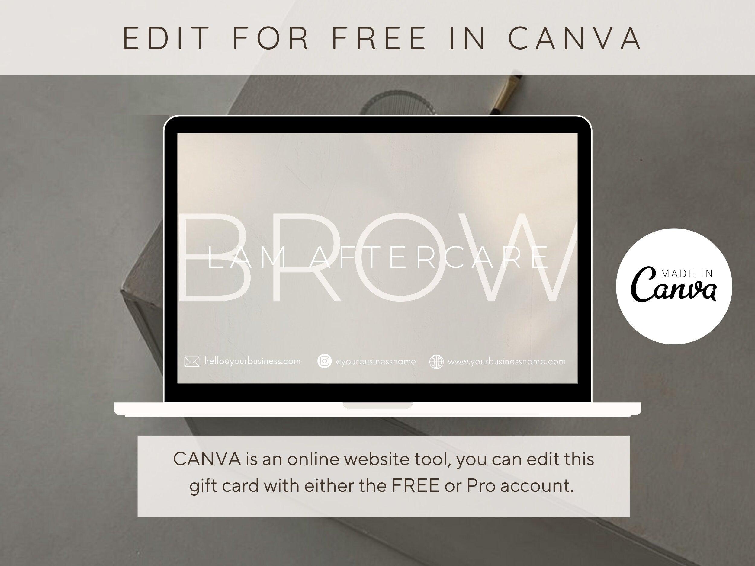 Brow Lamination Aftercare Card Canva Template - Un-Stripped