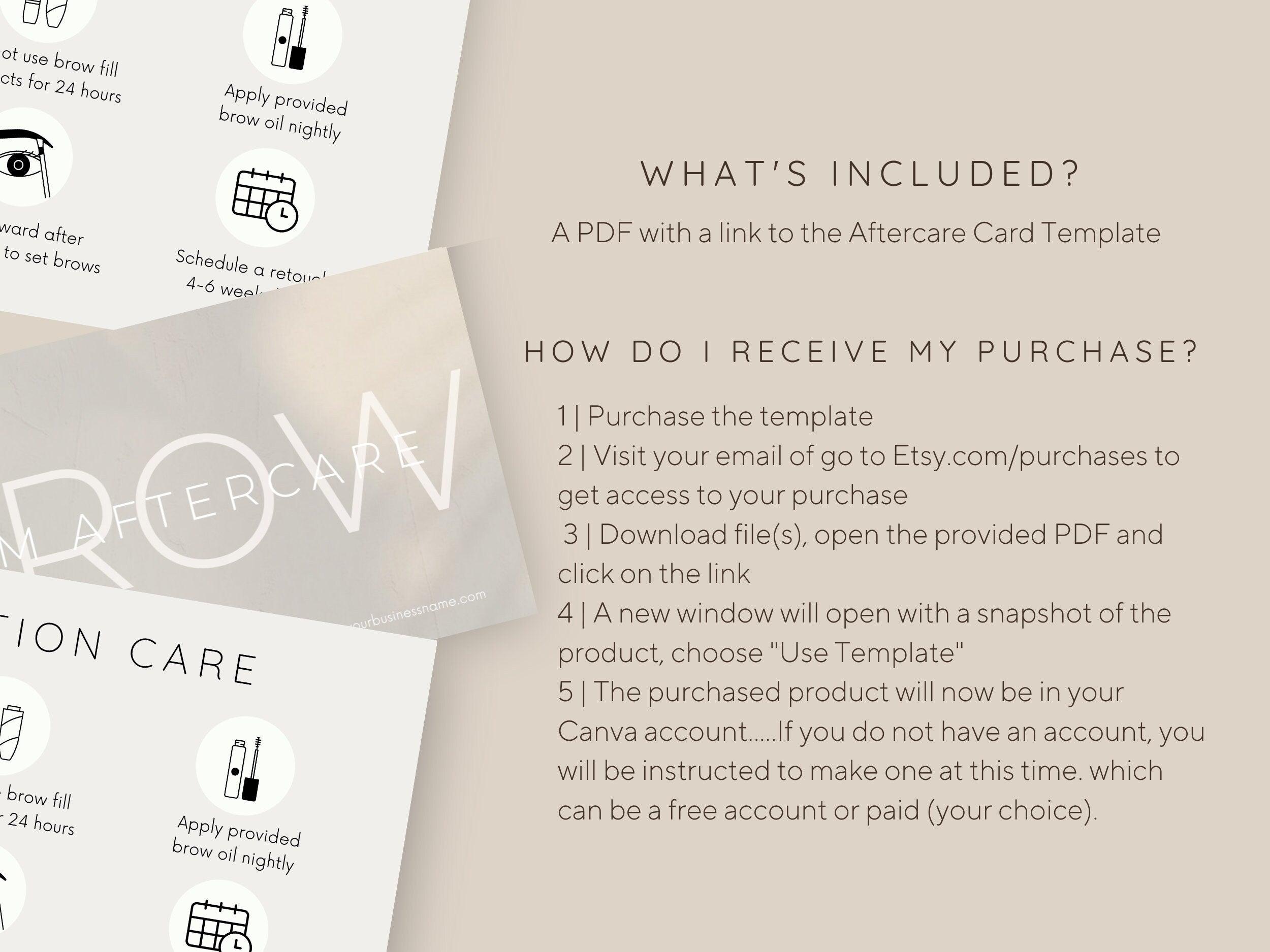 Brow Lamination Aftercare Card Canva Template - Un-Stripped