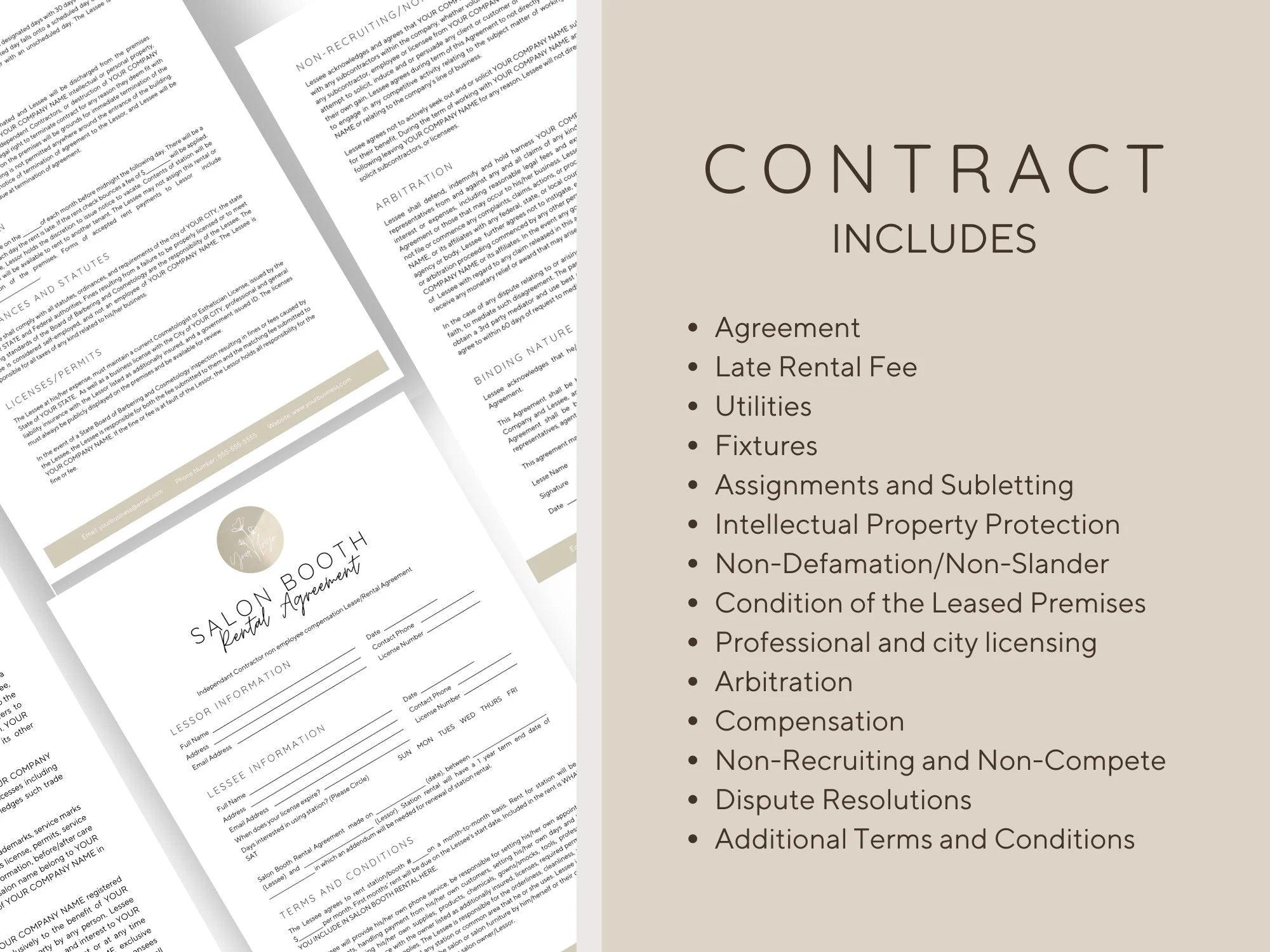 Salon Booth Rental Contract Canva Template - Un-Stripped